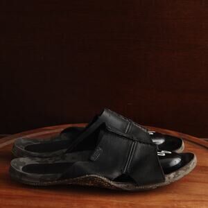 Cushe Sandals Mens SZ 12 Black Argos Leather Slide Beach Minimalist Casual Shoes